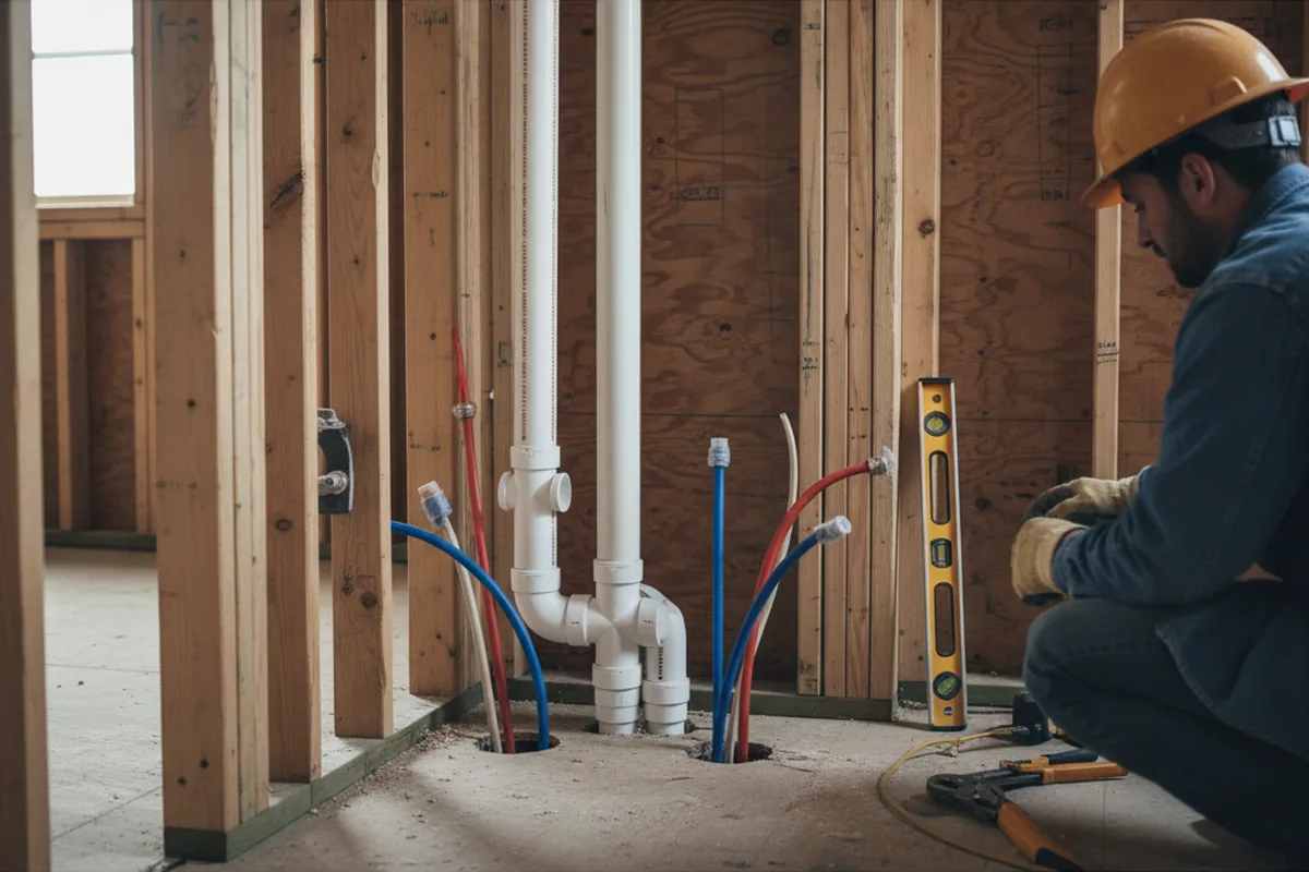 Drain and supply rough-in during Leak Detection in Encino